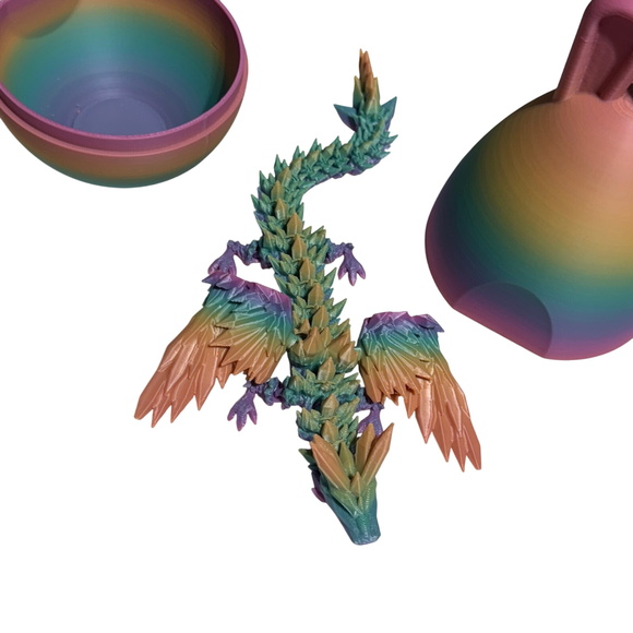 Easter Basket Articulated Crystal Dragon 3D Printed Rainbow Bunny‎ Egg Decor - Picture 3 of 5